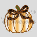 Stripped Leopard Bow Pumpkin DTF Print