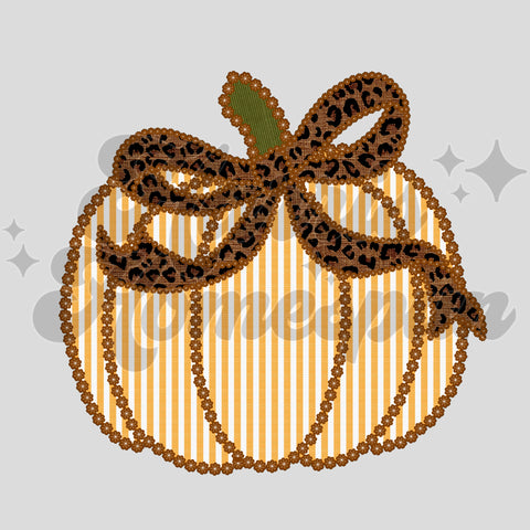 Stripped Leopard Bow Pumpkin DTF Print