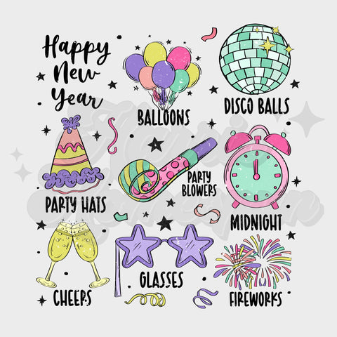 All Things New Year Collage DTF Print