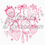 Strawberries with Bows DTF Print