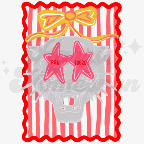 Red Striped Panther DTF Print