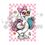 Pink Duck Back to School DTF Print