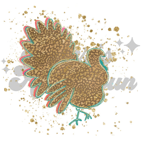 Gold Splatter Turkey DTF Print