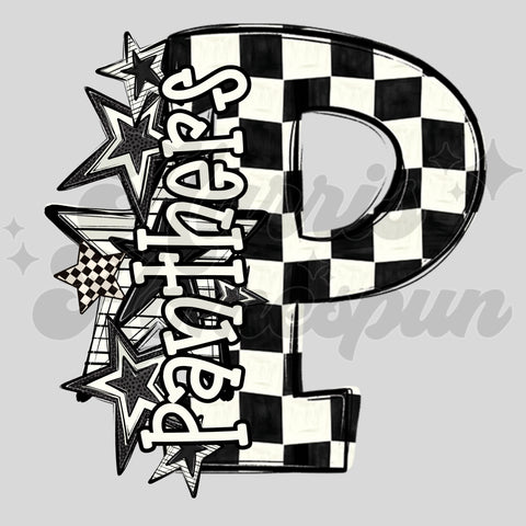 P Panthers Checkered Stars DTF Print