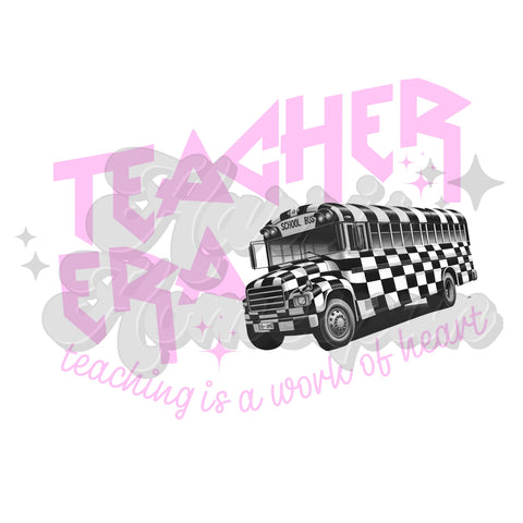 Teacher Era Checkered Bus DTF Transfer