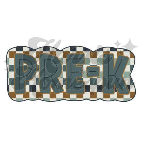 Pre K Teal/ Brown Checkered DTF Print