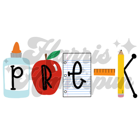 Pre K School Stuff DTF Print