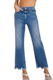 PRE-ORDER Zenana Distressed Hem Denim Pants