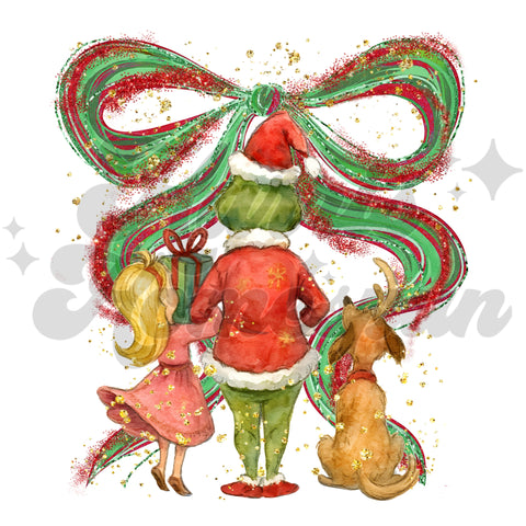 Christmas Friends Back with Bow DTF Print