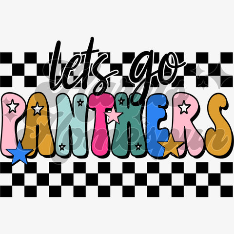 Let’s Go Panthers Colorful Checkered DTF Print