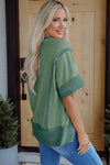 Green Exposed Seam Loose Fit Top