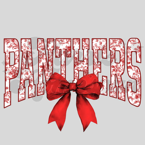 Red Floral Panthers Bow DTF Print