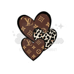 Three Boujee Leopard Hearts DTF Print