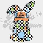 Blue Checkered Bunny DTF Print