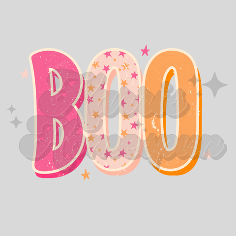 Pink and Orange BOO DTF Print