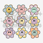 Pastel Flower Smileys DTF Print
