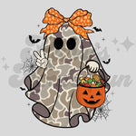 Camo Ghost with Bow DTF Print