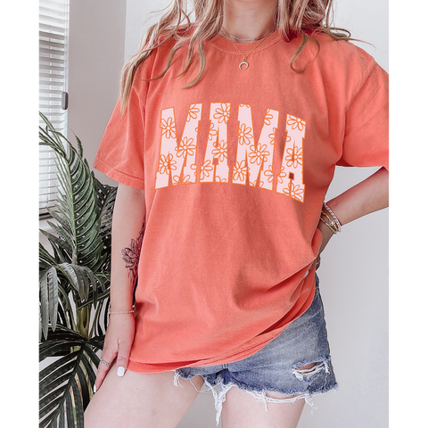 Mama Pink and Orange Flowers DTF Print