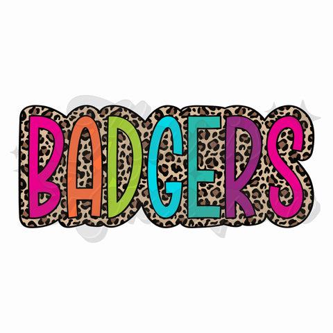 Badgers Colorful Leopard Layered DTF Print