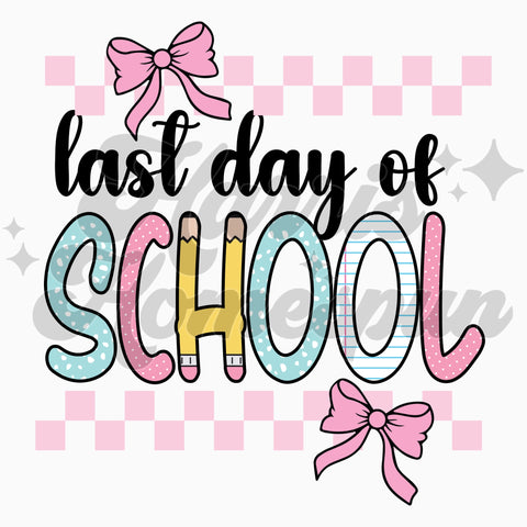Pink Checkered Last Day of School DTF Print