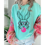 Bunny with Glasses and Bubble Gum DTF Print