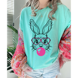 Bunny with Glasses and Bubble Gum DTF Print