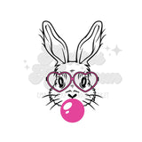 Bunny with Glasses and Bubble Gum DTF Print