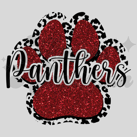 Red Faux Glitter Panthers DTF Print