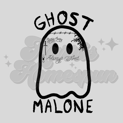 Ghost Malone DTF Print with different color options