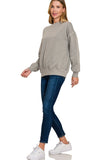 Zenana Pigment Dye Fleece Oversized Pullover