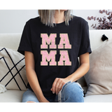 Mama Faux Chenille Patch Light Pink DTF Print