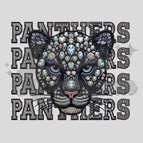 Panthers Faux Bling DTF Print