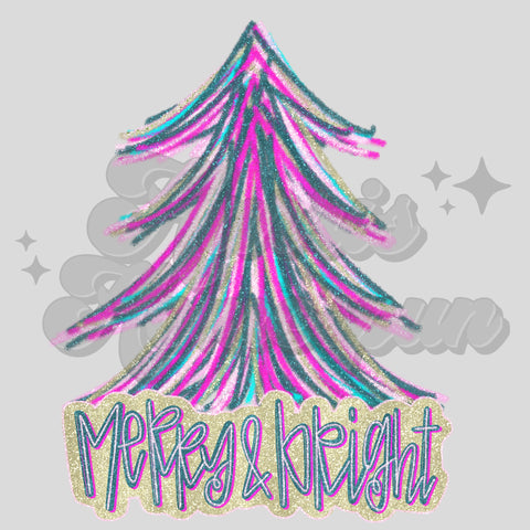 Pink Merry & Bright DTF Print