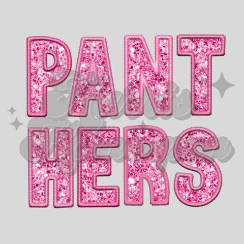 Panthers Pink Faux Embroidery DTF Print