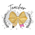 Pencil Bow Teacher DTF Transfer