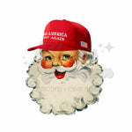 Patriotic Santa Head DTF Print