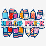 Hello PreK Pencils DTF Print