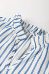 Blue Striped 3/4 Sleeve Dress