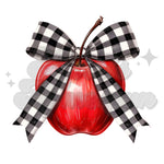 Checkered Bow Apple DTF Transfer