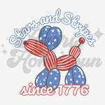 Stars and Stripes Patriotic Balloon Dog DTF Print