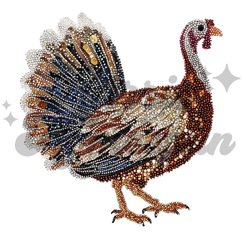 Faux Rhinestone Turkey DTF Print