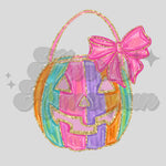 Pumpkin Bucket with Bow DTF Print