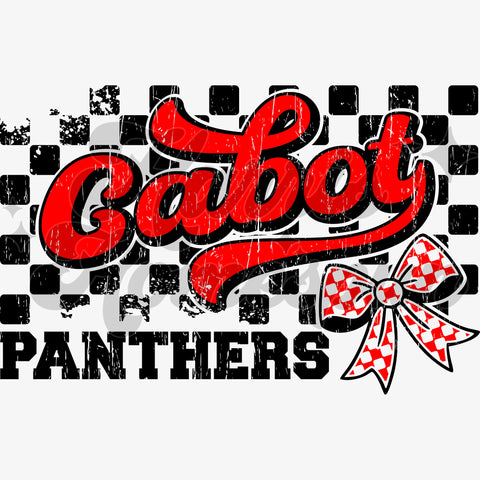 Checkered Bow Cabot Panthers DTF Print