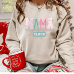 Mama Clause Shades of Pink and Green DTF Print