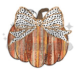 Brush Stroke Pumpkin with Dotted Bow DTF Print