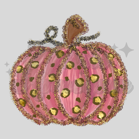 Pink Leopard Pumpkin DTF Print