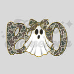 Camo Boo Ghost with Bow DTF Print