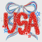 USA with Bow DTF Print