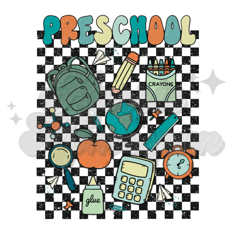 Preschool Supplies Checkered DTF Transfer