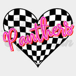 Panthers Checkered Heart DTF Print